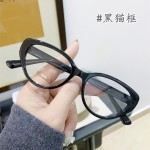爆款冷茶色猫眼防蓝光近视眼镜女轻盈复古椭圆框可配度数平光镜架