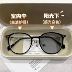 2025新款感光变色防蓝光平光镜女款大框显瘦变色眼镜