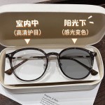 2025新款感光变色防蓝光平光镜女款大框显瘦变色眼镜