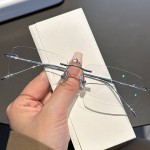 变色无边小框方形眼镜女斯文败类港风超轻眼镜框架