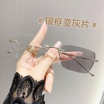 变色无边小框方形眼镜女斯文败类港风超轻眼镜框架