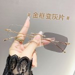 变色无边小框方形眼镜女斯文败类港风超轻眼镜框架