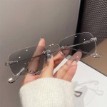 感光变色眼镜网红无边框素颜韩系ins风近视女防蓝光纯欲可配度数
