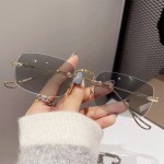 感光变色眼镜网红无边框素颜韩系ins风近视女防蓝光纯欲可配度数