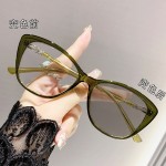 变色防蓝光眼镜高级素颜潮跨境平光镜时尚猫眼框架