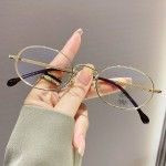 韩系小框银丝眼镜高级感书呆子素颜椭圆眼睛架包邮N