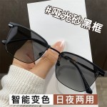 新款网红显瘦半框变色眼镜防蓝光感光变色商务复古男女通用