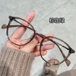 日系小框眼镜框女黑框超轻椭圆小脸复古茶色眼睛架