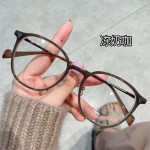 日系小框眼镜框女黑框超轻椭圆小脸复古茶色眼睛架