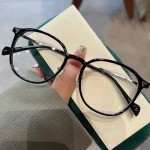 日系小框眼镜框女黑框超轻椭圆小脸复古茶色眼睛架