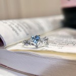 辛德瑞拉银色爱心锆石开口戒指女小众设计时尚轻奢优雅高级感手饰