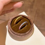 小红书爆款彩色排钻戒指女轻奢高级感多巴胺彩虹渐变开口指环新款