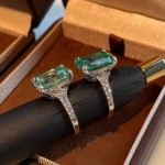 时尚轻奢大克拉冰花切帕拉伊巴戒指镶嵌高碳钻坦桑蓝彩宝方钻戒女