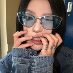 欧美时尚美式复古墨镜防紫外线辣妹街拍太阳镜跨境现货金属太阳镜