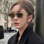 墨镜时尚椭圆太阳镜欧美潮流街拍2026新款韩版ins拍照女太阳眼镜 （含认证）