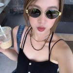 墨镜时尚椭圆太阳镜欧美潮流街拍2026新款韩版ins拍照女太阳眼镜 （含认证）