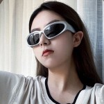未来科技感银色框墨镜辣妹欧美风骑行太阳眼镜网红男女蹦迪曲面镜