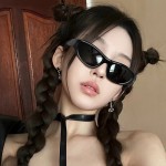 2026新款Y2K运动粉色墨镜欧美范朋克太阳镜显脸小未来感街拍眼镜