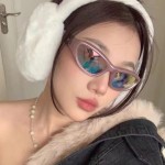 2026新款Y2K运动粉色墨镜欧美范朋克太阳镜显脸小未来感街拍眼镜