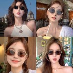 爆款猫眼金属墨镜女洋气太阳镜网红同款椭圆宽边防紫外线太阳眼镜