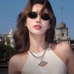 爆款猫眼金属墨镜女洋气太阳镜网红同款椭圆宽边防紫外线太阳眼镜
