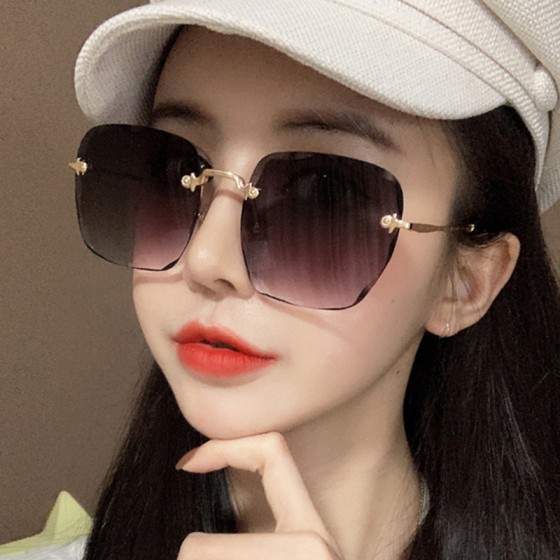 新款时尚方形切边无框太阳镜 时尚潮流百搭男女墨镜跨境太阳眼镜