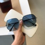 透明蓝色百搭太阳镜男女多边形金属开车墨镜韩版潮海边旅行眼镜女 （含认证）