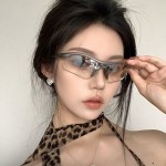 欧美潮流半框墨镜渐变水银个性登山运动显脸小防风护目镜骑行眼镜