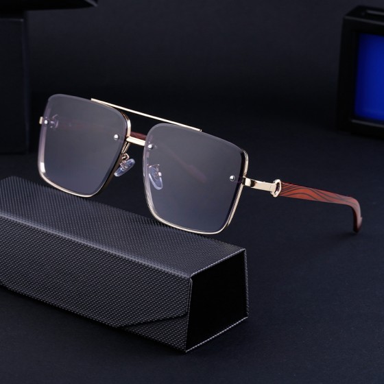 欧美方框切边墨镜男士仿木纹镜腿太阳镜男式潮流跨境批发sunglass