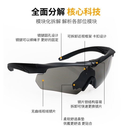 十字弓战术眼镜军迷防弹cs专用偏光射击眼镜户外运动自行车防风镜