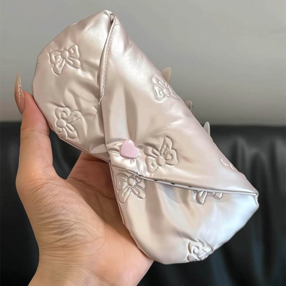 韩系ins风眼镜袋粉色蝴蝶结搭扣布艺眼镜收纳袋少女心防水墨镜盒