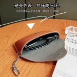 真皮H扣抗压眼镜包便携墨镜盒收纳袋男女近视眼镜防掉保护套通用