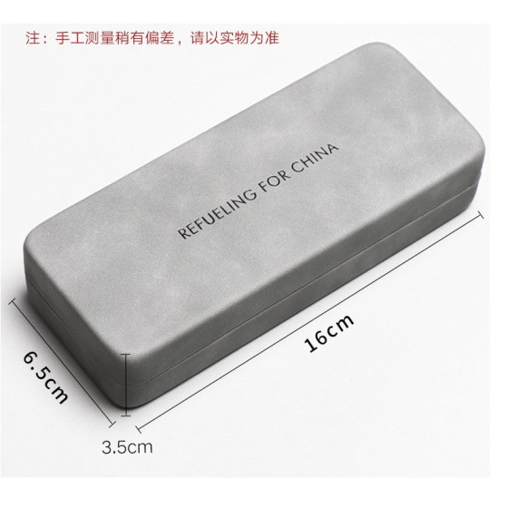 高级日系眼镜盒皮质花纹高质量墨镜盒收纳盒抗压便携字母近视镜盒