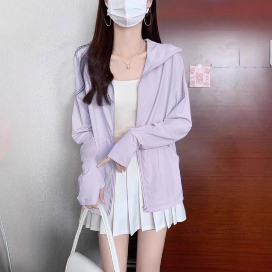 厂家直销2025新款冰丝紫色防晒衣女款宽松休闲防晒服开衫上衣外套