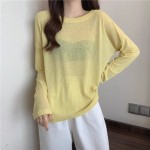 雪纺衫防晒衣女2025新款夏季薄款宽松套头冰丝针织空调网纱罩衫服