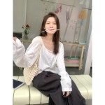 白色薄款长袖防晒罩衫T恤女夏季新款慵懒风宽松显瘦内搭舞蹈上衣
