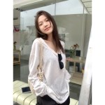 白色薄款长袖防晒罩衫T恤女夏季新款慵懒风宽松显瘦内搭舞蹈上衣