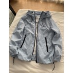 UPF50+月光蓝连帽防晒衣男女夏季薄款速干防水冲锋衣户外骑行外套