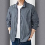 夏季超薄帅气防晒衣服男宽松透气外套男休闲立领夹克户外运动速干