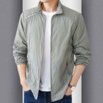 夏季超薄帅气防晒衣服男宽松透气外套男休闲立领夹克户外运动速干