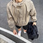 厂货直供 纯色轻薄户外露营防晒服连帽宽松防水防油防污冲锋衣男
