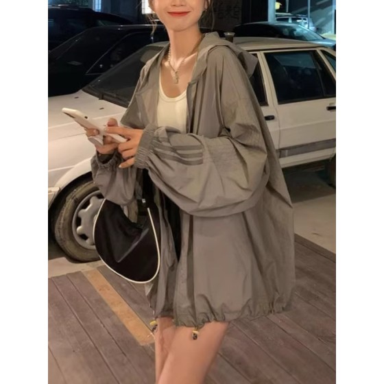 带帽防晒服女士夏天防紫外线透气防晒外套韩版洋气薄款开衫防晒衣