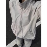 浅灰色男士原纱防晒衣凉感冰丝美式运动外套立领透气轻薄款冲锋衣