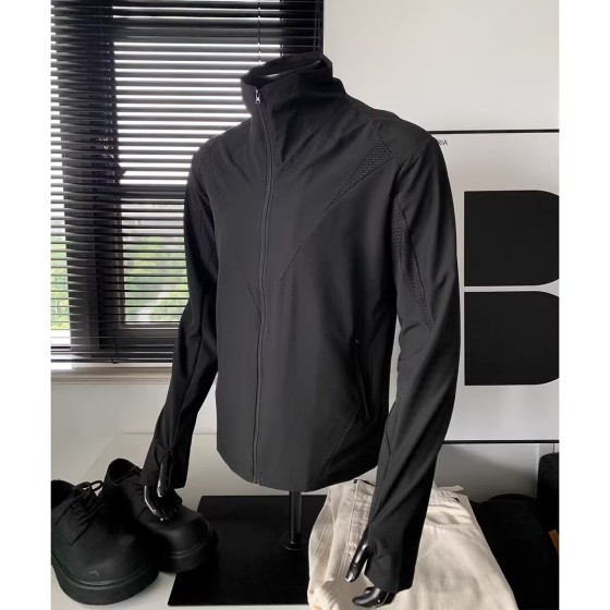 黑武士立领防晒衣男款夏季网眼透气户外运动骑行服速干冲锋衣外套