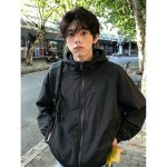 白色网眼速干防晒衣男夏季薄款连帽冲锋衣外套美式户外运动骑行服