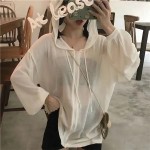 大码女装新款防晒衣韩版ins潮宽松连帽纯色外套女薄款透气开衫夏