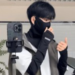 防晒面纱弹性不勒耳四季款冰丝防晒口罩护脖遮阳透气全脸防晒面罩
