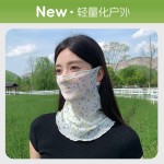 防晒面罩女夏季高弹丝巾遮全脸护颈脖子骑行挂耳头巾口罩冰丝围脖