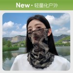 防晒面罩女夏季高弹丝巾遮全脸护颈脖子骑行挂耳头巾口罩冰丝围脖