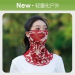 防晒面罩女夏季高弹丝巾遮全脸护颈脖子骑行挂耳头巾口罩冰丝围脖